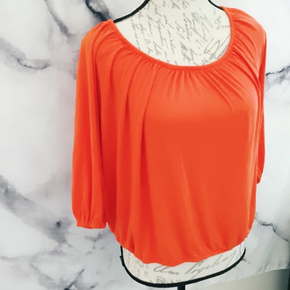 MICHAEL Michael Kors Tops - Michael Michael Kors Orange Peasant Top Knit Large